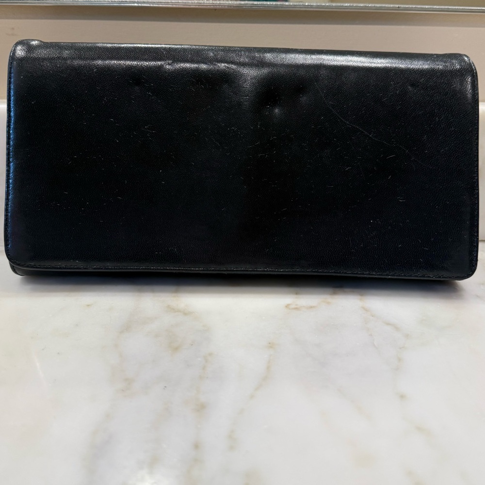 Frenchy of California Classic Black Leather Clutch.
